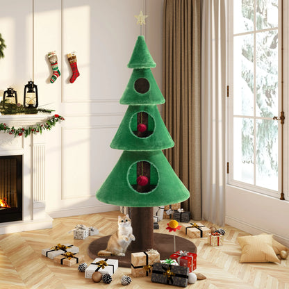 Tour de Noël pour Chats – Arbre à Chat avec Condos